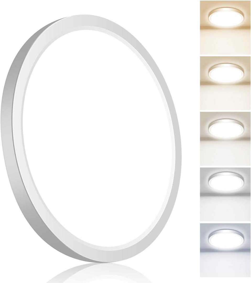 hepside Flush Mount Ceiling Light,15W 1800LM Ceiling Light Fixture,3000K/3500K/4000K/5000K/6500K Color Temperatures,7Inch Ultra-Thin Round White LED Ceiling Lights for Closet Bathroom Hallway Bedroom White, 7Inch-1pack