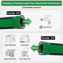 Garden Lead-in Hose 6ft x 5/8" Leader Hose with Female/Female 3/4" Fittings, Leak-Free/Rust-Proof Aluminum Connectors, Short Water Hose for Hose Reel Connecting.