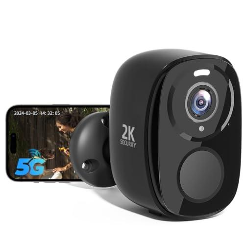 Rraycom 5G/2.4G WiFi Security Cameras Wireless Outdoor, 2K Battery Powered AI Motion Detection Siren Alarm Home Indoor Camera,Color Night Vision, 2-Way Talk, IP65 Waterproof, Works/Alexa, Cloud/SD