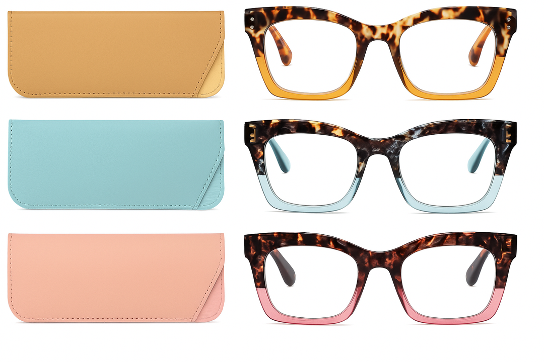 REAVEE Oversized Square Reading Glasses Oprah Style for Women, Blue Light Blocking Large Frame Computer Readers Spring Hinge 3 Pack +1,00