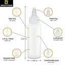BRIGHTFROM Twist Top Applicator Bottles, Squeeze 2 OZ Empty Plastic Bottles, Refillable, Open/Close Nozzle - Multi Purpose (Pack of 3)