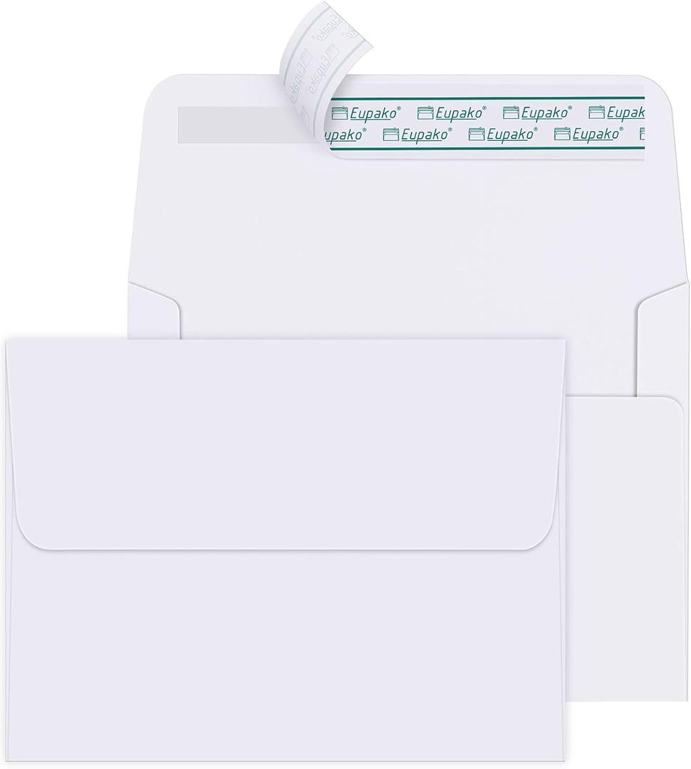 Eupako A2 White Paper Envelopes 250 Pack 4.375x5.75" Invitation Envelopes Self Seal for RSVP, Wedding, Thank you Notes, Greeting Cards, Photos, Announcements