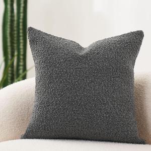 DOMVITUS Boucle Pillow Covers 20x20 Luxury Throw Pillow Covers Decorative Pillows for Bed Sofa Pillows for Living Room Accent Couch Pillows Soft Cushion Case, 1PC, Graphite Grey