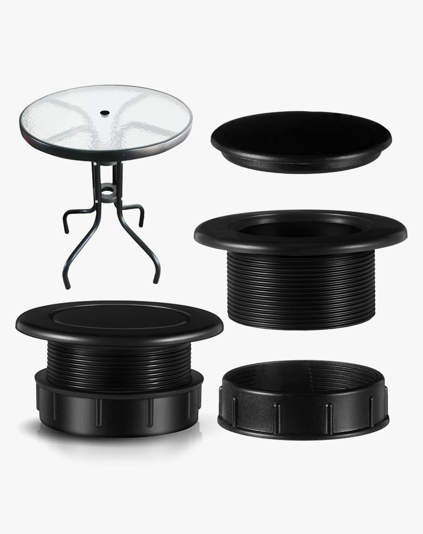 Sadnyy Parasol Umbrella Hole Ring Plug and Cap Set Outdoors Deck Table Hole Cover Insert Thicker Umbrella Plug for Patio Table Yard, Black