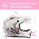 XFMT Kids Dirt Bike Helmet Youth Motorcycle Helmet DOT-Certified Full Face Helmets for Motocross ATV Off-Road Street Bike with Goggles & Gloves, Pink Butterfly Small (White, S)
