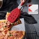 9 Inch Kitchen Tongs, Cooking Tongs with Silicone Tips and Stainless Steel Handle, Non Stick Heat Resistant Tongs for Cooking, Buffet, Salad Serving (9", Black)