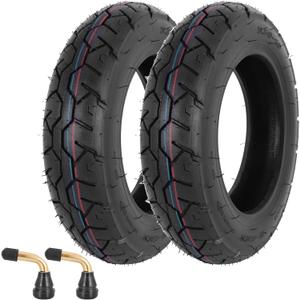 3.50-10 Scooter Tire, 3.50-10 Tubeless Tire for Scooters and Mopeds with 10 Inches Rims; 8PR 56 J; Angled Valve Stem - 2 Pack