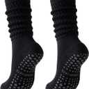 Scrunch Pilates Grip Socks for Women, Yoga Slouch Socks with Grip for Dance Gym Exercise (M)