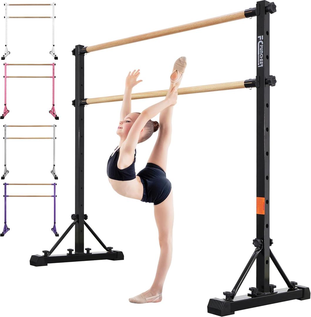 FC FUNCHEER Adjustable Ballet Barre, Portable Dance bar, Fitness Equipment for Dance & Balance Exercise, Super Sturdy for Balance Workout, Weight Limit 250 LBS (4FT, Black wood)