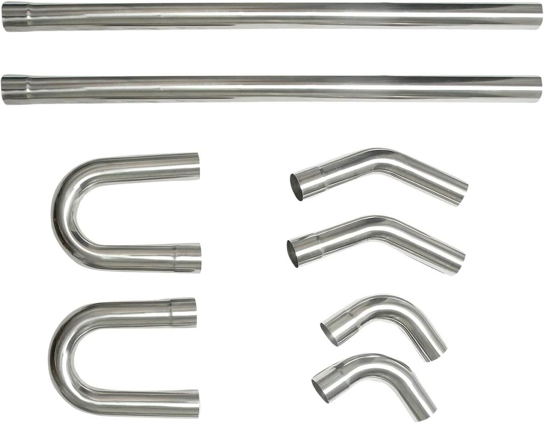 304 Stainless Steel 2.5" Mandrel Straight & Bend Pipe Exhaust Pipe Kit 8 PCS