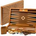 Wooden Backgammon Set for Adults – 19 Inch Classic Board Game Case - Premium Folding Backgammon Set with Wooden Playing Pieces, Dices - Large Wood Inlaid Travel Backgammon Game Set for 2 Players