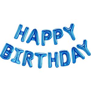 CANREVEL Happy Birthday Banner 13pcs 16 Inch Mylar Foil Letters Sign Balloons Birthday Party Decorations for Kids and Adults - 3D Blue