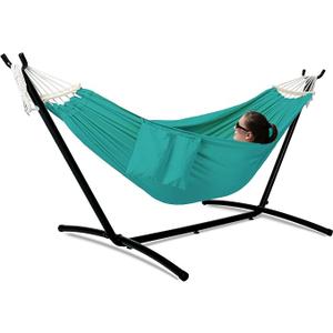 GAFETE Double Hammocks with Stand for Outside, Max 600lbs, (Aqua Blue)
