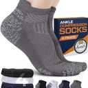 Pembrook Ankle Compression Socks for Women & Men - 4 Pairs | Sports Running Compression Socks | Athletic Ankle Support Socks, Large