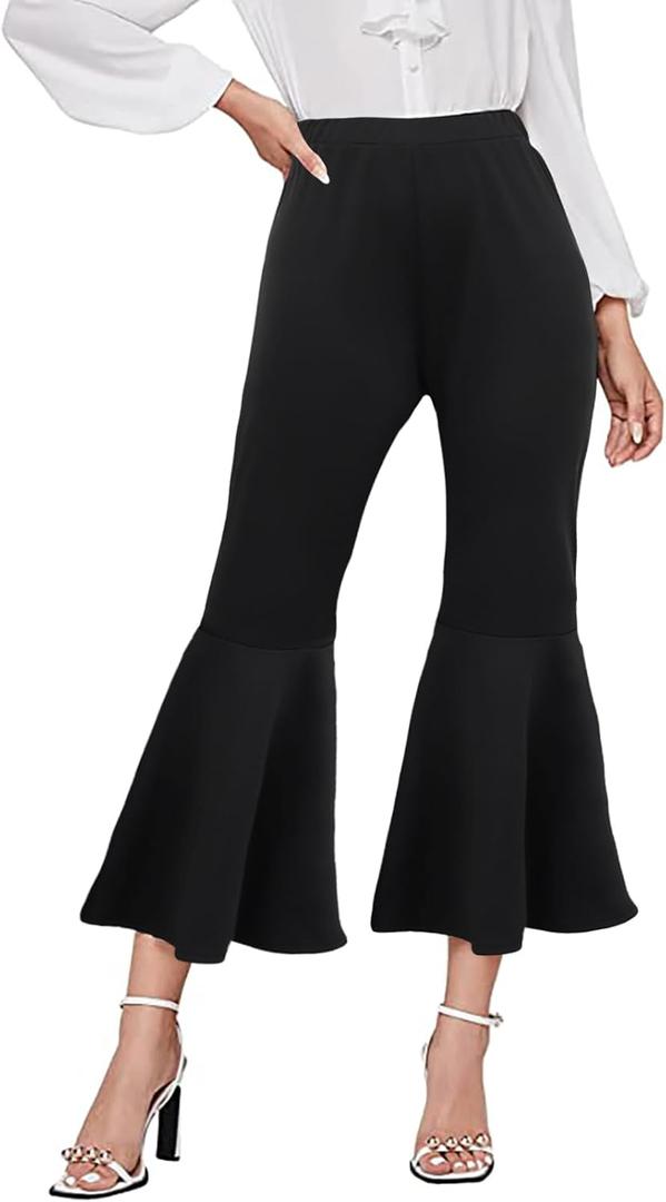 GUOLEZEEV Womens Cropped Pants Elastic Waist Pull On Capris Pants Casual Basic Capri 2024 Summer Pants (Large)