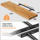 Fun Memories Floating Shelves for Wall Set of 2, Rustic Solid Elm Wood Wall Shelves 32 Inch - Invisible Bracket Mount for Living Room, Bathroom, Bedroom, Kitchen, Natural