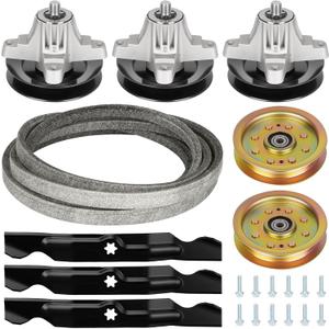 50 Inch Deck Rebuild Kit Replace for MTD/Cub Cadet LTX1050KH LTX1050VT SLTX1050, with 3 Spindles 918-05016 618-05016 618-04825A, 3 Blades 742-04053, 2 Idlers 756-04129, 1 Belt 754-04240
