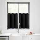 ChrisDowa Small Window Curtains for Kitchen and Bedroom - Grommet Short Thermal Insulated Room Darkening Curtains (2 Panels, Black, 36 x 24 Inch)