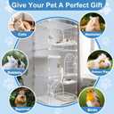 Cat Cage for Indoor Cats, DlY Catio & Cat Playpen with Escape-Proof Spacing, Sturdy Metal Cat Crate Kennel for Kittens, Ferrets & Small Animals (White, 3-Tier 52.5")