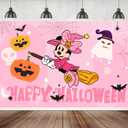 2 x Halloween Decorations Banner, 5x3Ft Cartoon Mouse Theme Happy Halloween Backdrop with Bat, Spider And Pumpkin for Party Decorations Indoor Outdoor