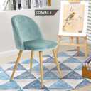 Upholstered Velvet Dining Chair Mid Back Armless with Wood Legs for Home Kitchen Bedroom Living Room,  Aqua