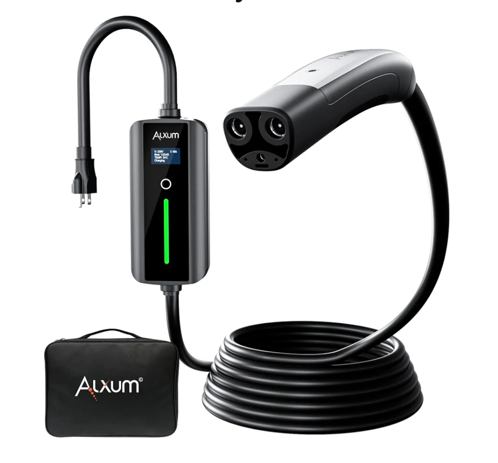 Alxum 16A Tesla Mobile Charger - Level 1 EV Charger for Tesla 110V Charger Compatible with All Models Y/3/S/X Cybertruck 16.4FT Tesla Wall Connector with NEMA 5-15 Plug