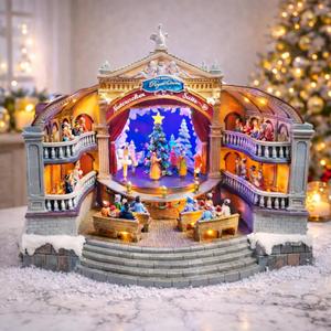 MOMENTS IN TIME Animated Nutcracker Opera House Musical Christmas Village Display LED 13.1 Polyresin Theater Scene with Lights Power Adapter Christmas Decoration, 15.16 L X 12.60 W X 13.39 H