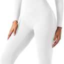 speerise Women Bodysuit Rompers Long Sleeve Jumpsuits Leotards One Piece Tummy Control Yoga Workout Outfits (Small, White)