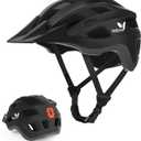 Bike Helmet for Adults, Lightweight Mountain Bicycle Helmet with USB Rechargeable LED Rear Light, Removable Sun Visor for Women, Men, Suitable for Cycling and Commuting (Medium (21.6-22.8in), Black)