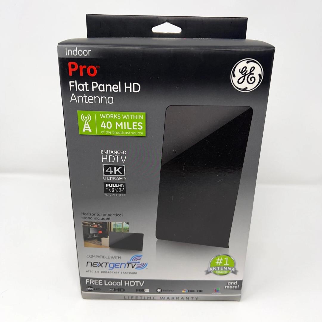 GE 34342 Pro Flat Panel HD Indoor TV Antenna 40-mile Range 4k Ultra 1080p Full