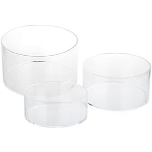 Kcgani Clear Acrylic Round Display Nesting Riser Stands with Hollow Bottom, Transparent Cylinder Acrylic Display Stands Pedestal Base, 6"x3", 7"x4" 