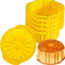 KOLUTI Pineapple Upside Down Cake Pan Set of 6, Nonstick Silicone Round Cake Mold Cups, Small and Stackable Homemade Decorative Baking Cup Oven Safe (3.8"X3.8"X2.3"), Dishwasher Friendly