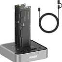 M.2 Duplicator Dual Bay NVMe SSD Cloner with USB-C, 20Gbps USB 3.2 Gen 2X2 Tool-Free M Key PCIE NVMe SSD Reader Docking Station