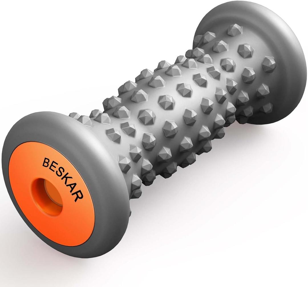 BESKAR Foot Massager Roller for Plantar Fasciitis Relief, Portable Feet Roller to Deep Tissue Muscle Massage, Foot Arch and Heel Pain, Reflexology Tool (Grey)
