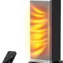 Space Heater with Room Temp Display, 1500W Fast Heating PTC Ceramic Electric Heater for Large Room, 70 Oscillation, Remote, Thermostat, 12H Timer, Quiet for Office and Bedroom