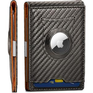 BULLIANT Men Wallet,Slim Leather Wallet RFID Blocken for Gift Men Standard & Airtag Use 11Cards (Sacred Grey)