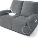 MAXIJIN Waterproof Loveseat Recliner Cover 4 Pieces Reclining Love Seat Slipcvers, Recliner Sofa Cover 2 Seater with Elastic Straps & Pockets for Pet, Kids (Loveseat Recliner, Light Gray)