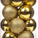 Emopeak 144Pcs Mini Christmas Balls Ornaments for Xmas Tree - 1.2 Inch Small Shatterproof Christmas Tree Decorations Hanging Ball for Holiday Wedding Party Decoration Gold