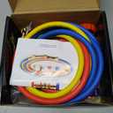 3 Colours R410A AC Charging Hose Set 60 Inches with 1/4 Inch SAE 4000-800 PSI Refrigerant Charging Tube Adapter for HVAC Air Conditioning Refrigerant Charging Hoses R134A R12 R22