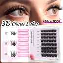 LA MAESII 3D Wispy Lash Clusters, 10-14mm DIY Eyelash Extensions,Individual Lashes with Soft Lash Band(3D-08)