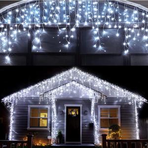 Led Christmas Lights Outdoor Christmas Decorations Hanging Light 400LED 8 Modes 75 Drops, Waterproof Outdoor Indoor Fairy Christmas Lights for Party, Holiday, Wedding, Eaves Decorations (Cool White)