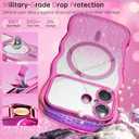 BENTOBEN for iPhone 17 Case Clear, [Compatible with MagSafe][Full Camera Protection][Cute Wave Frame][DIY Glitter Cardstock] Electroplated Wavy Shockproof 17 Phone Case 6.3" for Women, Hot Pink
