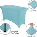 Peomeise 4FT Spandex Table Cover Rectangular Stretch Spandex Tablecloth (Aqua,4FT)