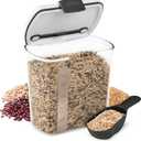 PrepWorks PKS-120 Plastic 2.5-Quart ProKeeper Grain Storage Container with Hinged Lid, 1 Piece, Clear and Black