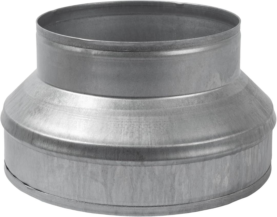 8" to 6" Inch Galvanized Steel Round Duct Reducer - Pipe Fitting Increaser Reducer - Drain, Waste and Vent Conduit Transition Adapter - Metal Tube Reducing Coupling