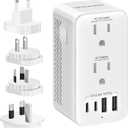 Voltage Converter US to Europe, 220 to 110 Converter for European Travel, Power Converter Adapter Combo with 2 USB-A 2 USB-C Port & UK/AU/US/IT/European Travel Plug Adapters