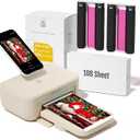 HPRT 4x6 Photo Printer with 108 Sheet Photo Paper& 2 Ribbon, Desktop Instant Picture Printer for iPhone, Smartphone, Thermal Dye Sublimation, WI-Fi Connnecting, Home Use, Beige