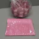 Patelai 50 Pack 8 oz Pink Desset Cups with Spoons Disposable Ice Cream Sundae Bowls Flower Shape Clear Plastic Small Party Serving Cups for Ice Parfait Strawberry Yogurt