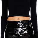 Forever 21 Women's Asymmetrical Sweater-Knit Crop Top (Black, XS)