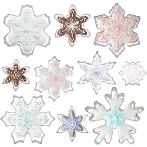 Snowflake Cookie Cutters Set of 10 pcs, Stainless Steel Snowflake Shaped Christmas Holiday Baking Molds for Fondant & DIY Crafts